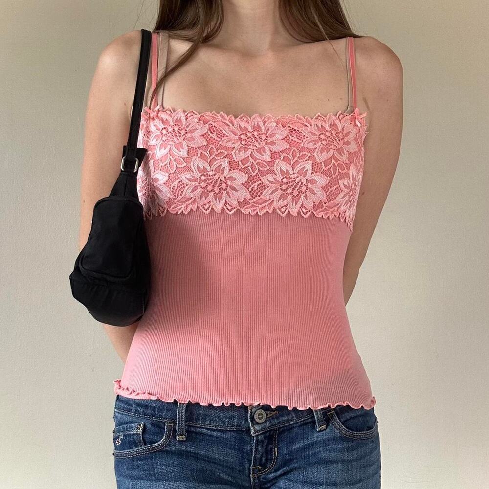 Vintage Moda International Light Pink Floral Lace Coquette Fairy Cami Top - XS